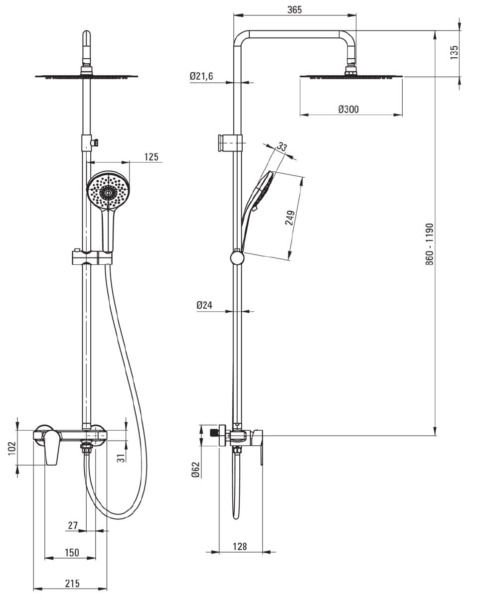 Shower Column with Shower Mixer