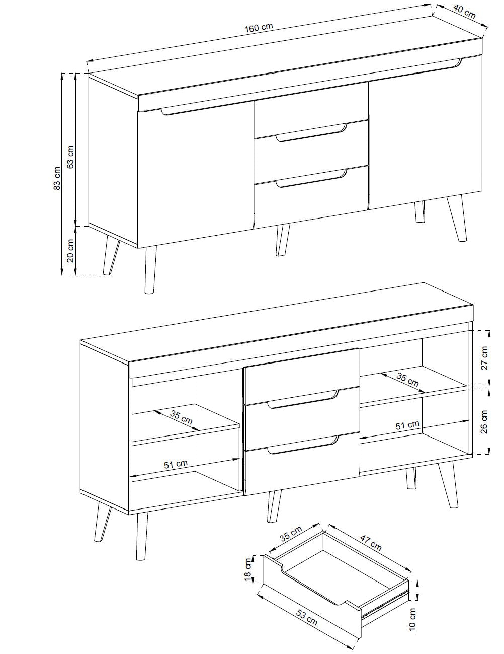 Nordi Artisan NKSZ-160 Dresser with Drawers