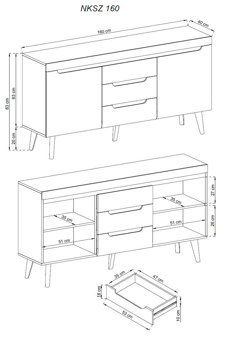 Nordi Dresser NKSZ-160 with Drawers