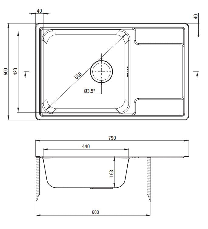 1-bowl Steel Sink with Drainer ZEO_311C