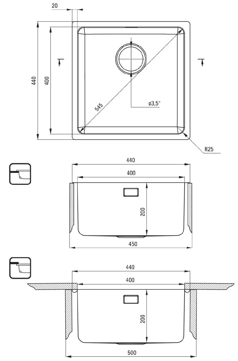 Steel Kitchen Sink 1-Bowl