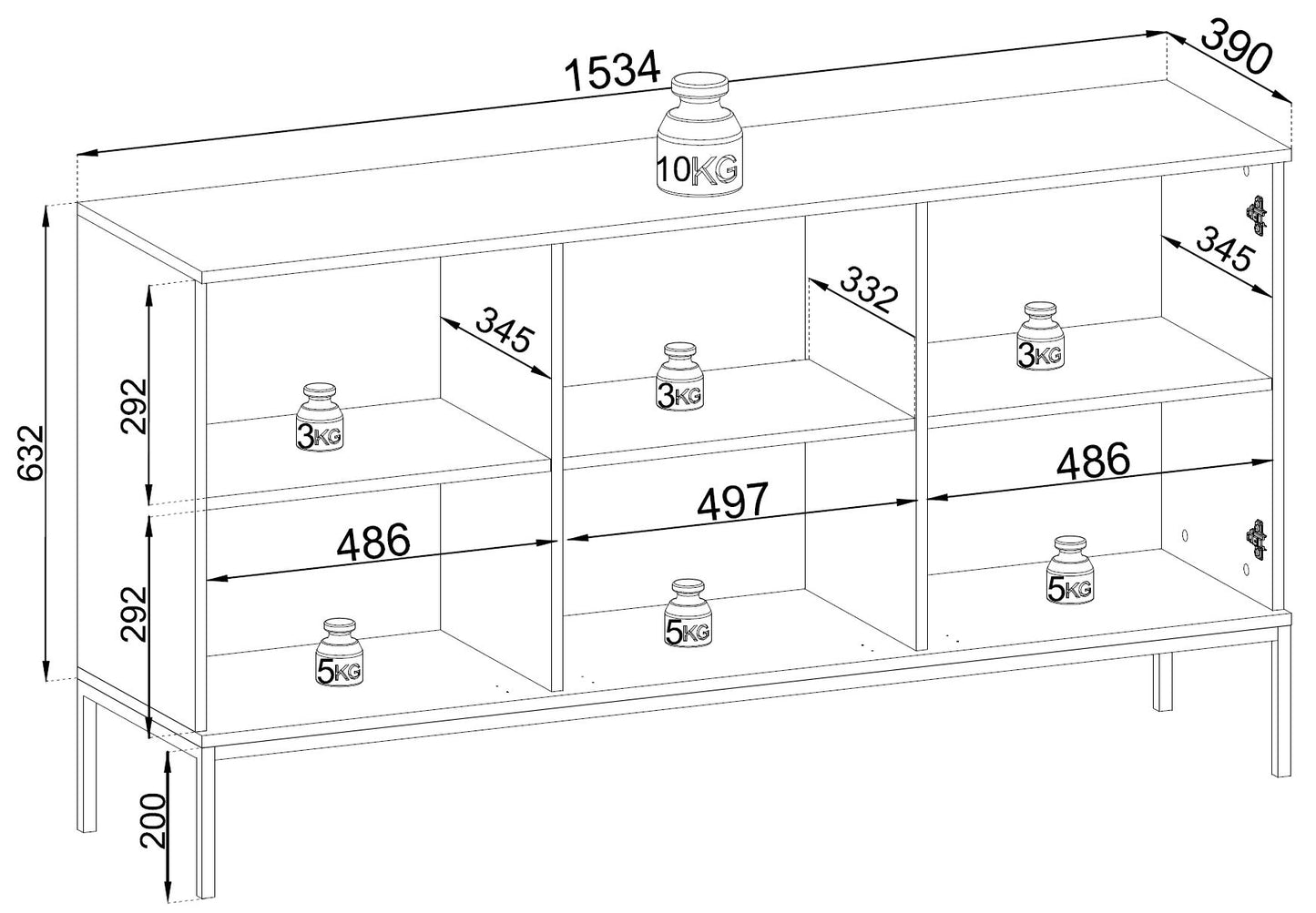 Sento K-154 3-Door Dresser