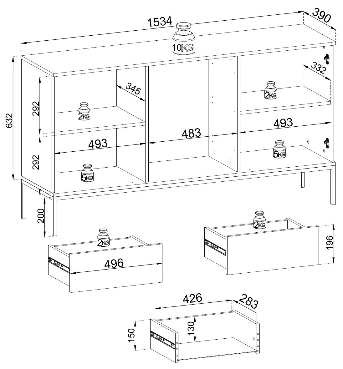 Sento KSZ-154 Dresser with Drawers