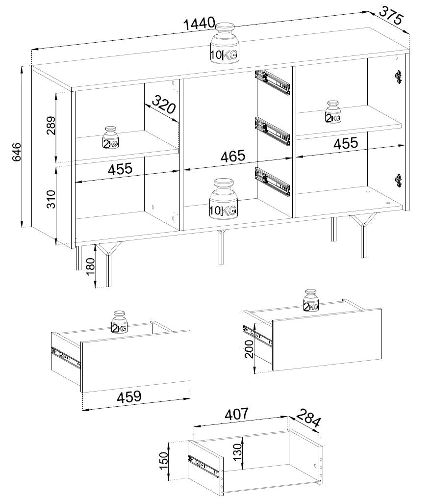 Raven KSZ-144 2-Door Dresser