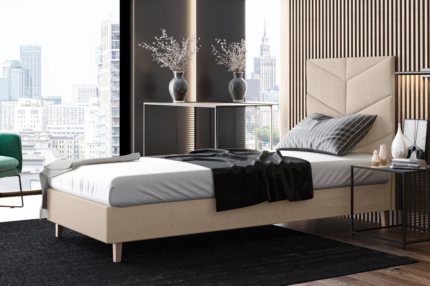 Likma Single Hotel Bed with Headboard
