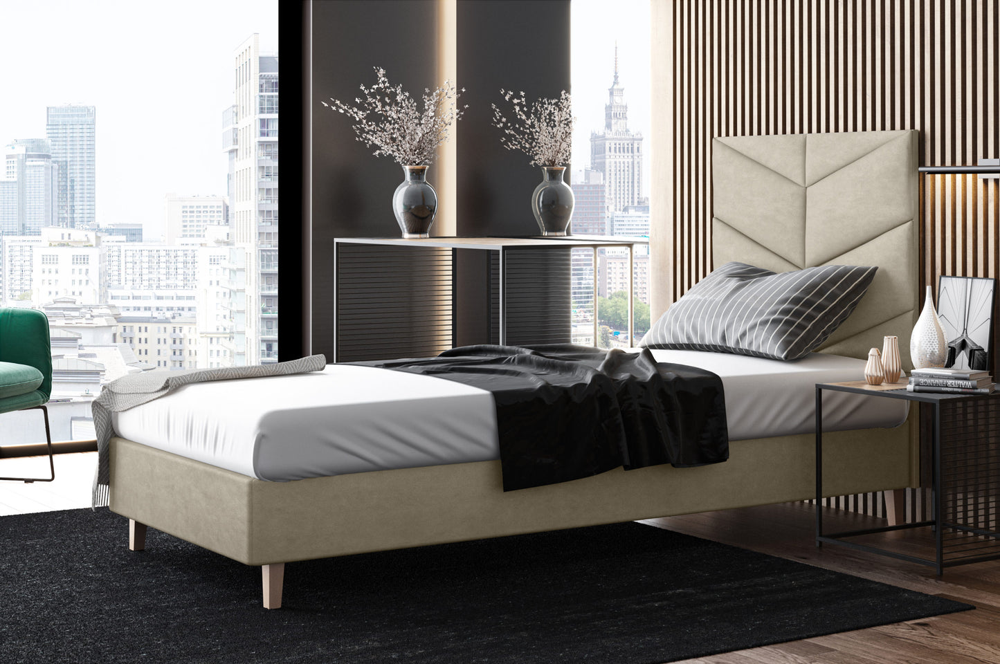 Likma Single Hotel Bed with Headboard