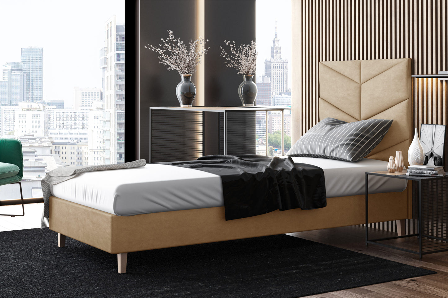 Likma Single Hotel Bed with Headboard