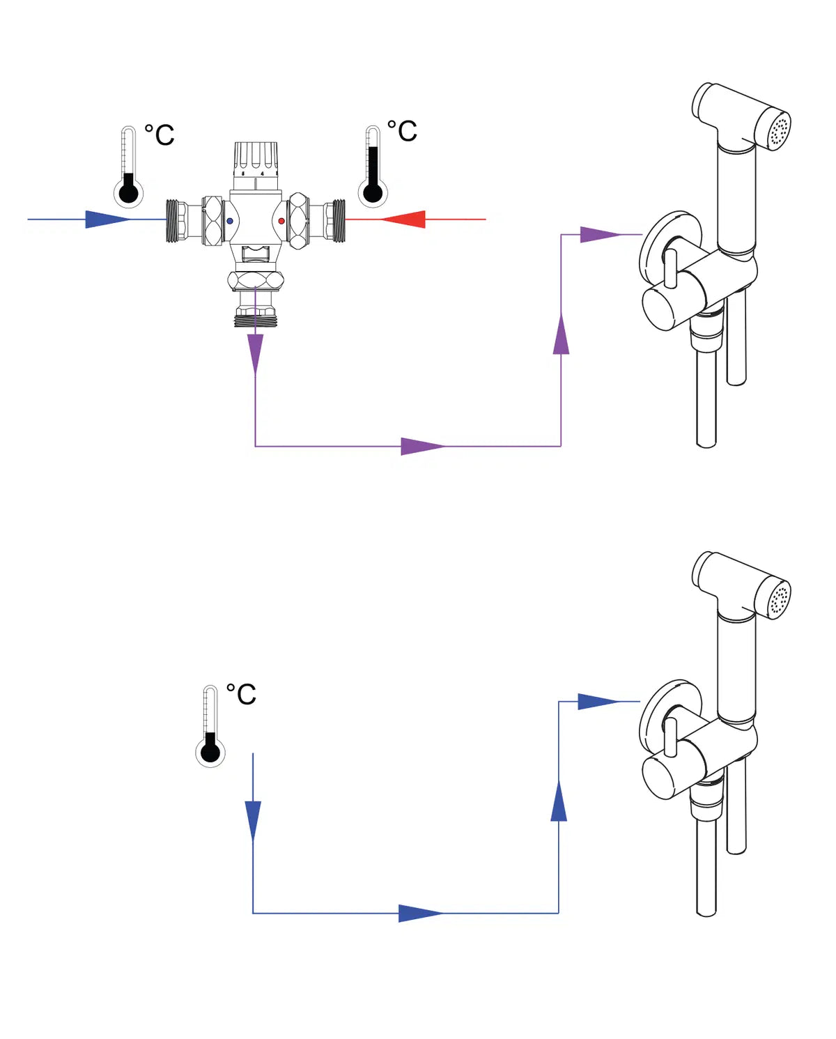 Bidet Set with Fixed Bracket & Angular Connector - Hand Shower Holder - Chrome ANW_051B