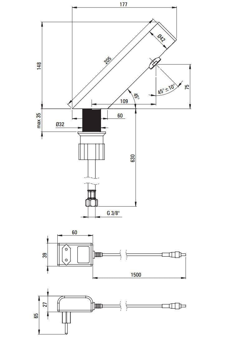 Washbasin tap Contactless without Temperature Control - Polished Steel BQR_P28V