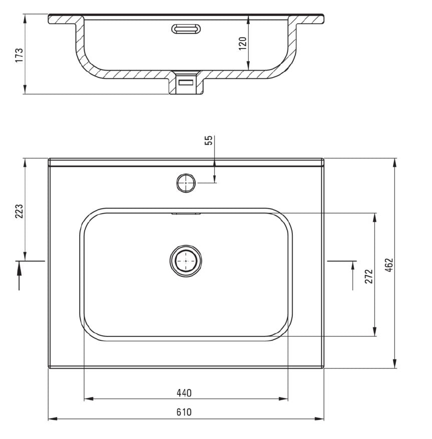 Ceramic Recessed Washbasin 610x462x173 CTU_6U6W