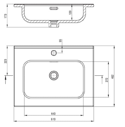 Ceramic Recessed Washbasin 610x462x173 CTU_6U6W