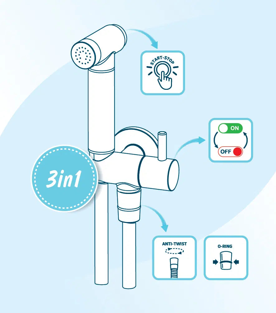 Bidet Set with Fixed Bracket & Angular Connector - Hand Shower Holder - Chrome ANW_051B