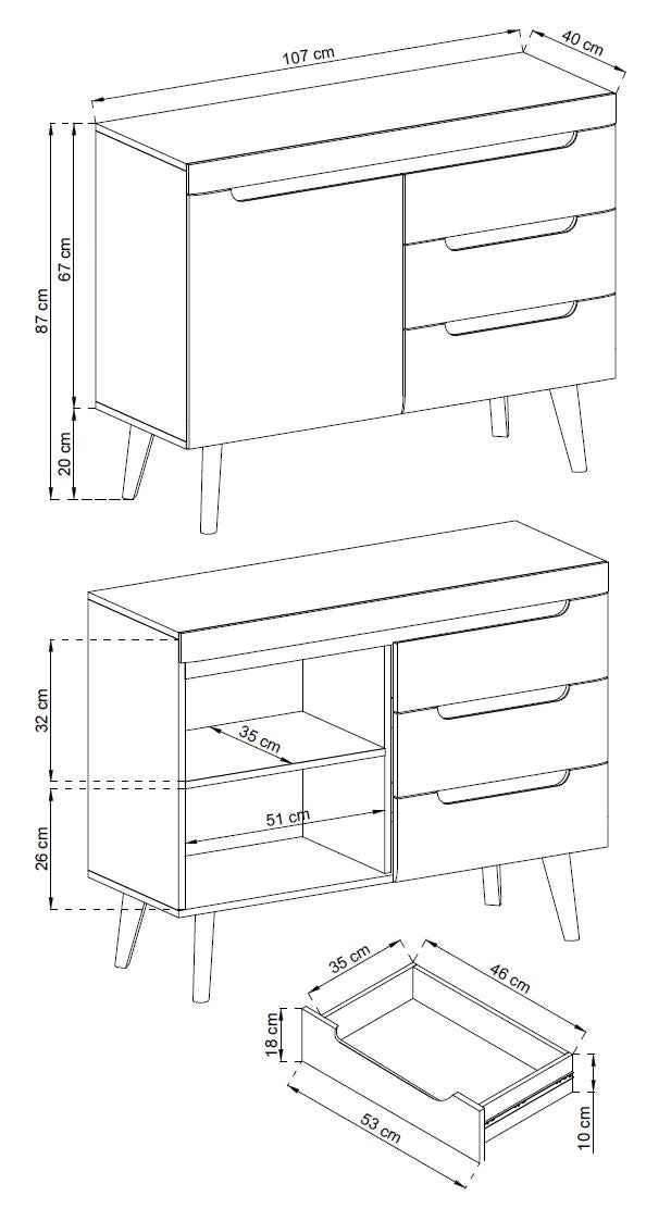 Nordi Dresser NKSZ-107 with Drawers