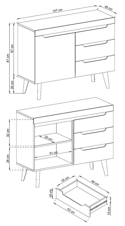 Nordi Dresser NKSZ-107 with Drawers