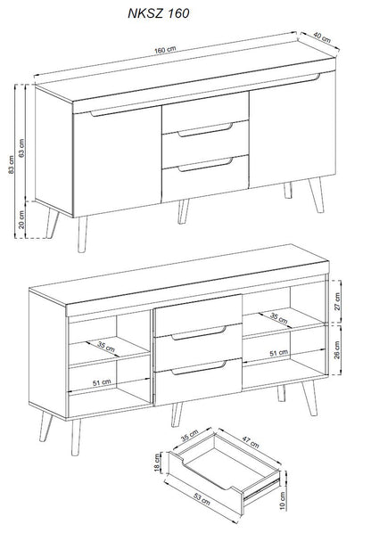 Nordi Dresser NKSZ-160 with Drawers