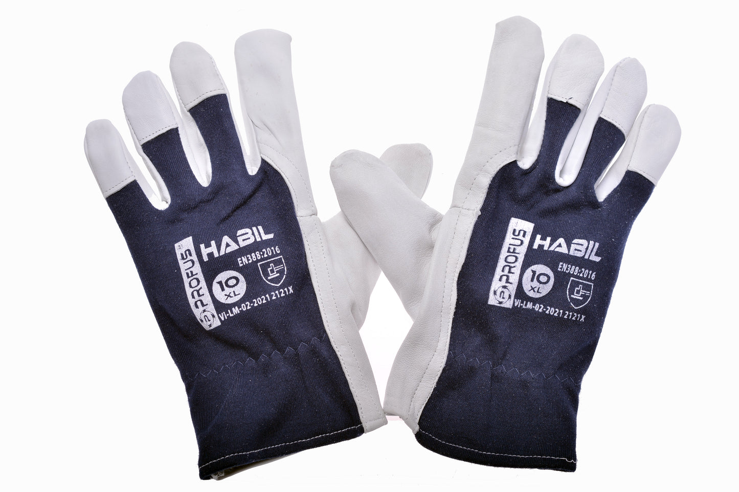 Heavy Duty Leather Work Gloves White/Navy